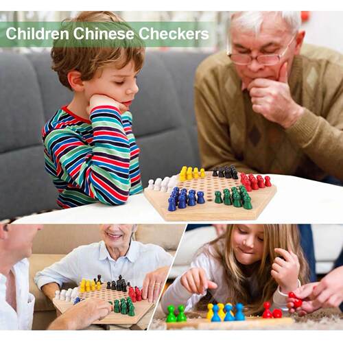 Wooden Educational Board Children Classic Halma Chinese Chec