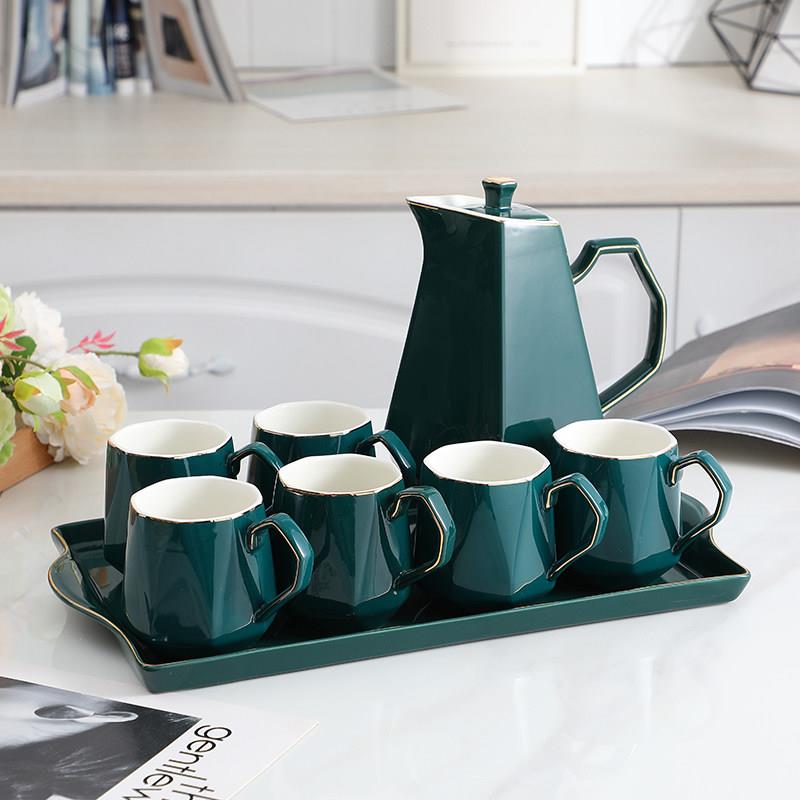 陶瓷轻奢水杯套装杯子家用客厅北欧茶杯水具水壶套杯高档整套茶具