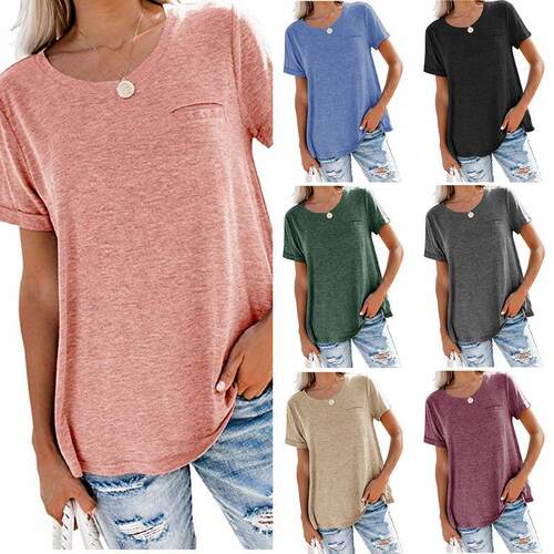 Women's short sleeved T-shirt top splicing
