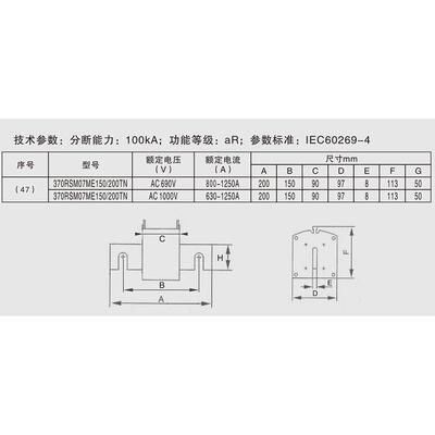 370RSM07ME150/200TN 800A-1250A 1000A1200A690V沪熔快速熔断器