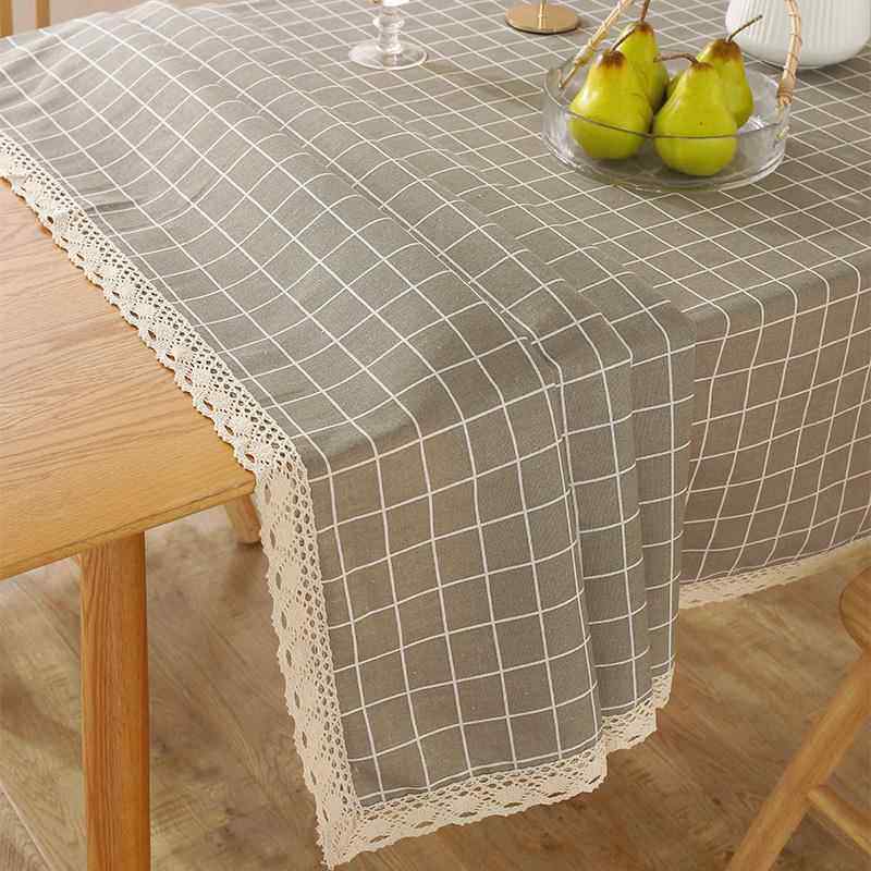 ins桌布布艺棉麻格子少女心书桌垫家用防尘盖巾长方形茶几餐桌布,居家布艺,桌布,淘宝优惠券,粉丝福利购,淘宝优惠卷