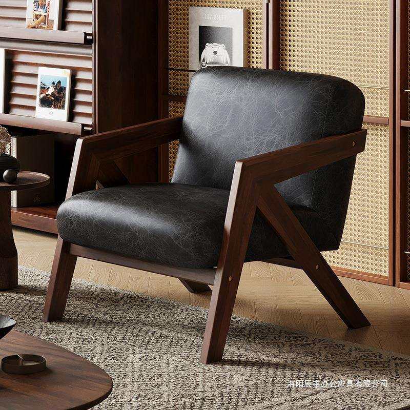 单人沙发椅理查德法式中古风客厅阳台休闲椅子实木设计师沙发单椅