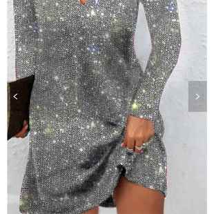 and sequined sexy neck dress Fashionable