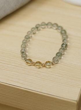 天然绿幽灵手串简约14k包金草莓晶黄水晶绿色水晶手链女