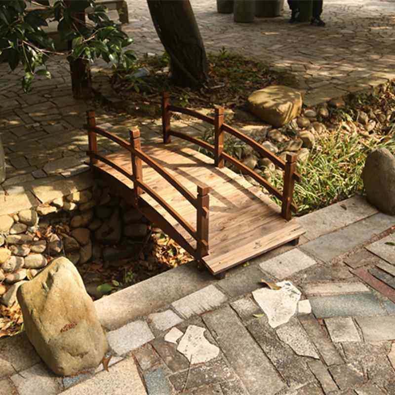 碳化实木小桥庭院花园木制小拱桥池塘小溪木桥景观桥道具桥可走人