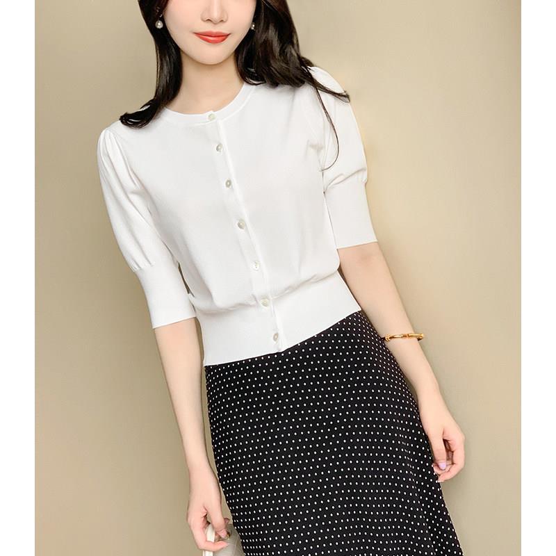 欧洲站冰丝短袖T恤女2025年夏季新款潮正肩中袖白色亚麻针织上衣