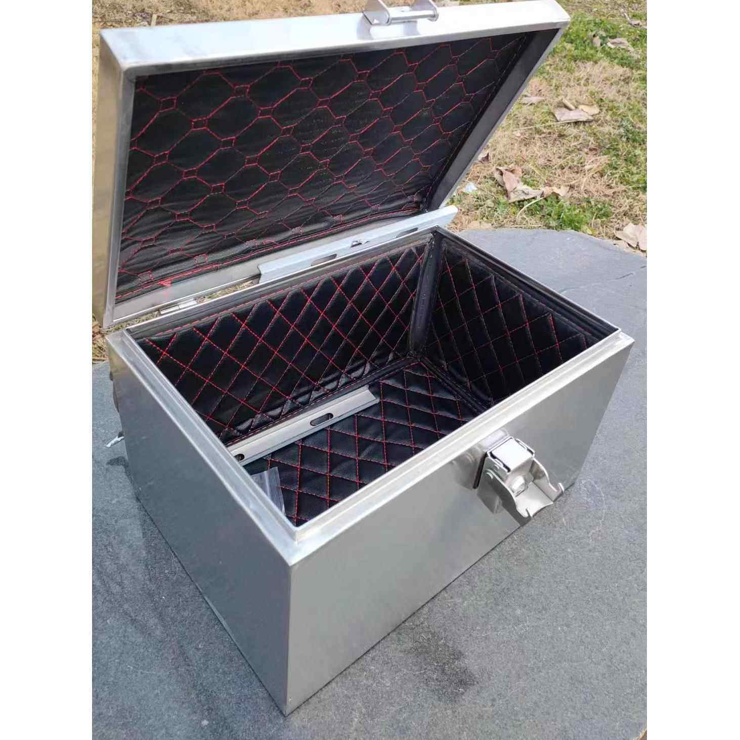 不锈钢摩托车后备箱电动车尾箱通用防水工具箱外卖储物箱特大加厚