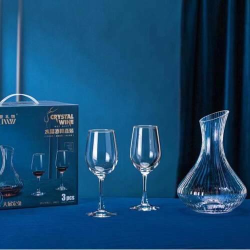 成都现货玻璃高脚红酒杯水晶醒酒器斜口u型壶葡萄酒酒具套装