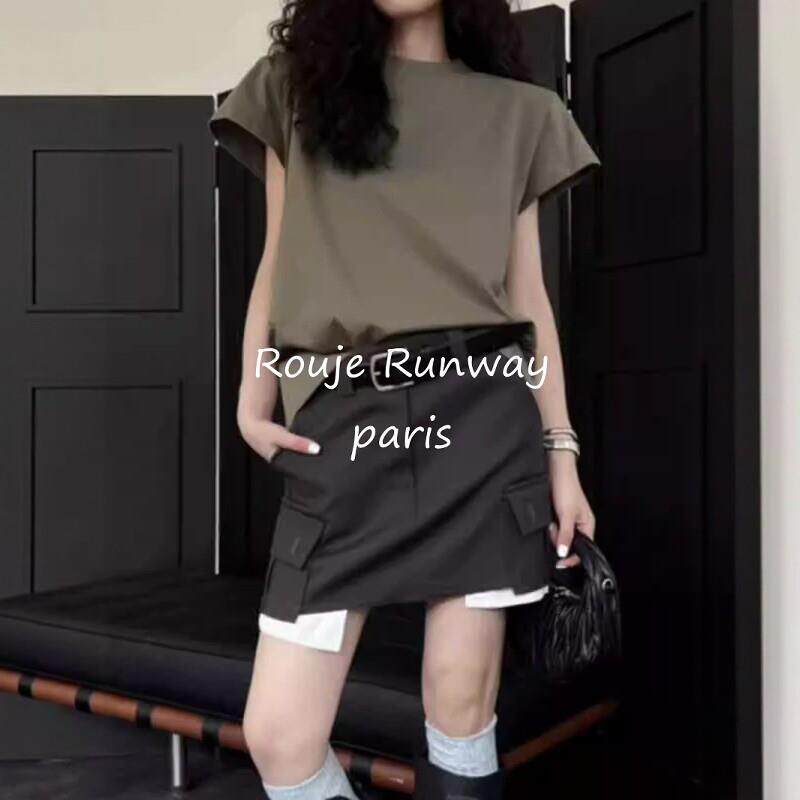 Rouje Runway春夏季包臀短裙遮胯显瘦气质高腰休闲工装a字半身裙