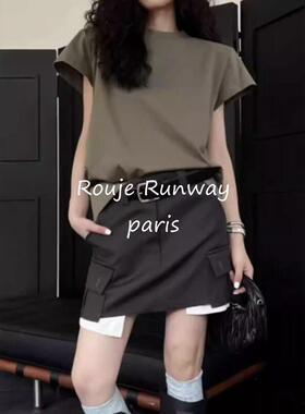 Rouje Runway春夏季包臀短裙遮胯显瘦气质高腰休闲工装a字半身裙