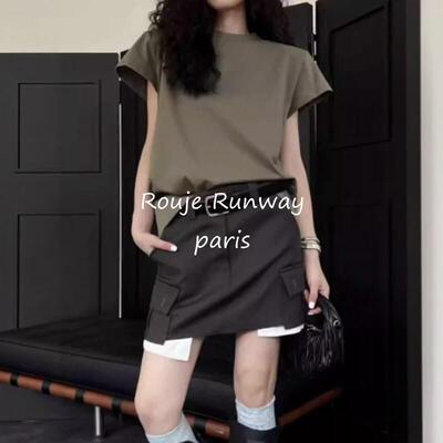 Rouje Runway春夏季包臀短裙遮胯显瘦气质高腰休闲工装a字半身裙