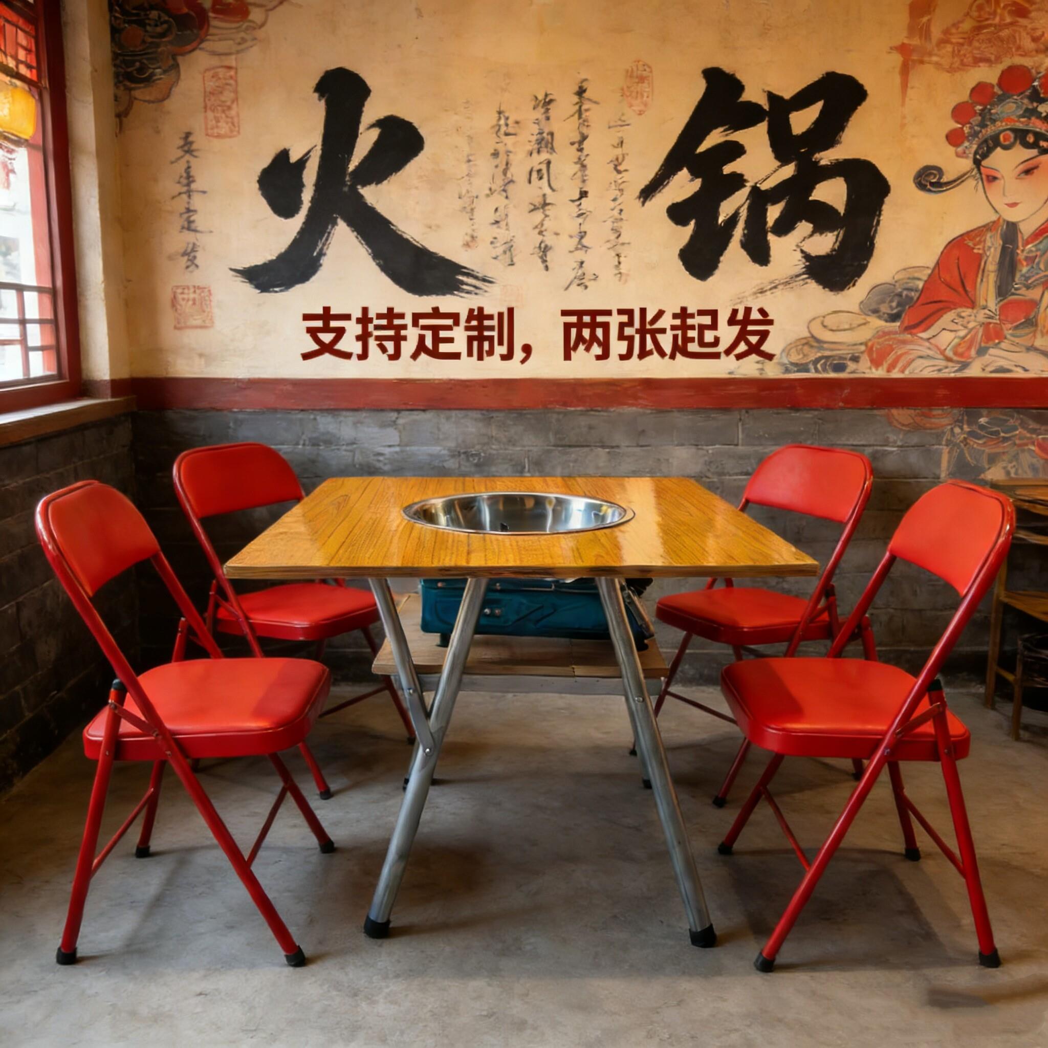 实木矮款外摆折叠收折火锅桌串串香涮羊肉烧烤桌铜火锅摊摊火锅桌