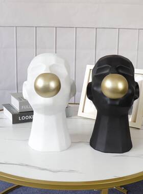 现代简约抽象人物雕塑酒店板房高间样客厅艺软术BJ00083摆件级轻