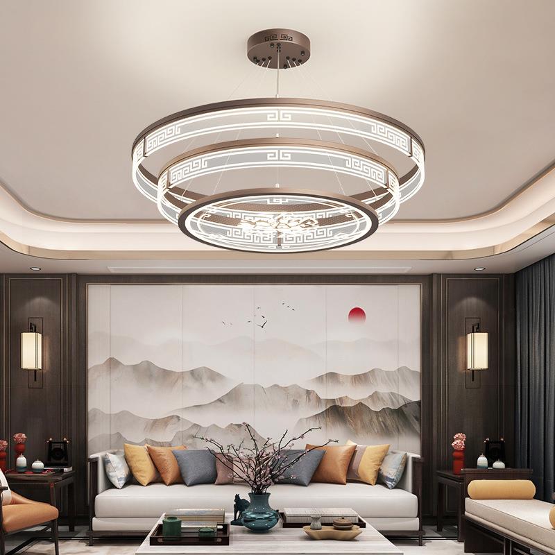 新中式吊灯客厅灯led圆形卧室灯新款简约中国风禅意网红餐厅灯具