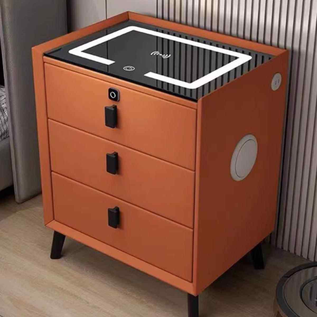 多功能智能床头柜蓝牙音箱现代简约卧室两抽无线充USB床边柜三抽