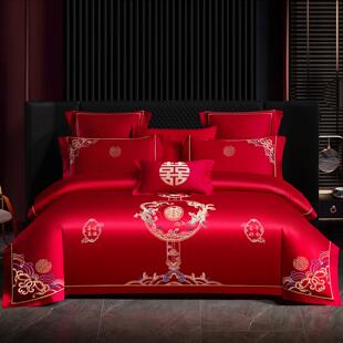 2026新款中式大红色结婚床上四件套高档婚庆被套床单婚房陪嫁喜被
