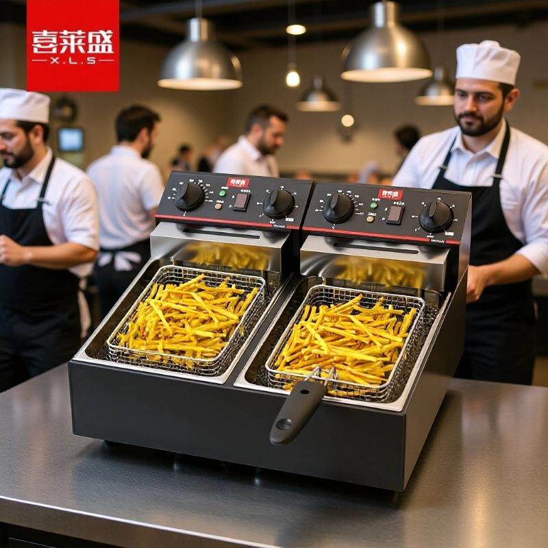 喜莱盛电炸炉商用电炸锅小吃油炸锅 餐饮店炸鸡薯条炸油条机双缸