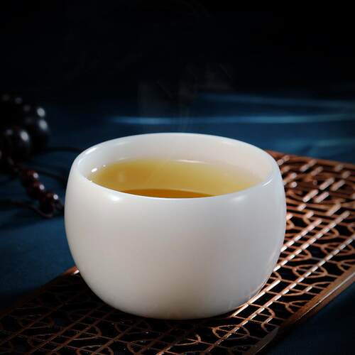 冰种羊脂玉白瓷主人杯高端小号茶杯不吃茶渍品茗杯斗笠杯印logo