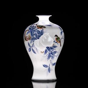景德镇陶瓷花瓶简约大号青花瓷手绘插花瓷瓶中式客厅高档瓷器摆件