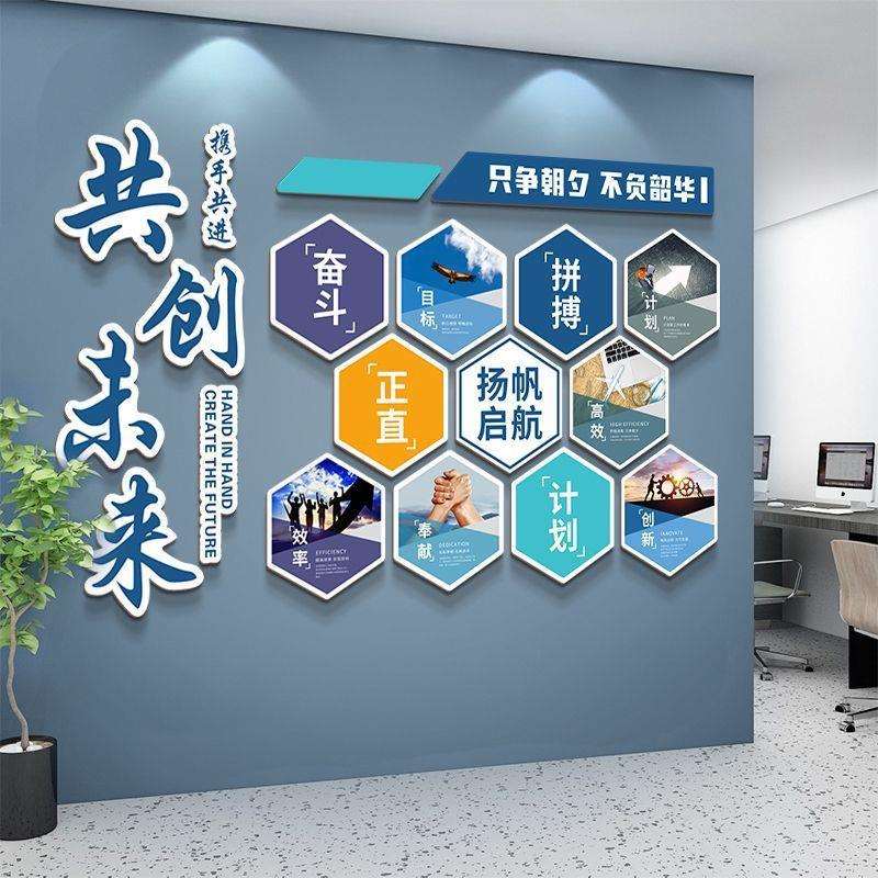 办公室墙面装饰公司会议室企业文化墙励志标语墙贴洽谈室背景贴画