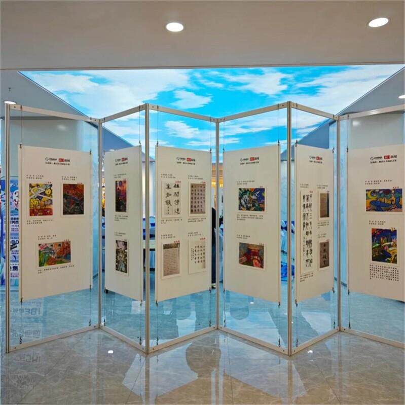 书画展板屏风展厅落地式移动海报宣传作品折叠式挂画架艺术摄影展