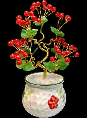 高档品晶黄玉红水招财钱树葫芦新结婚生摇日礼物搬家客厅玄关桌面