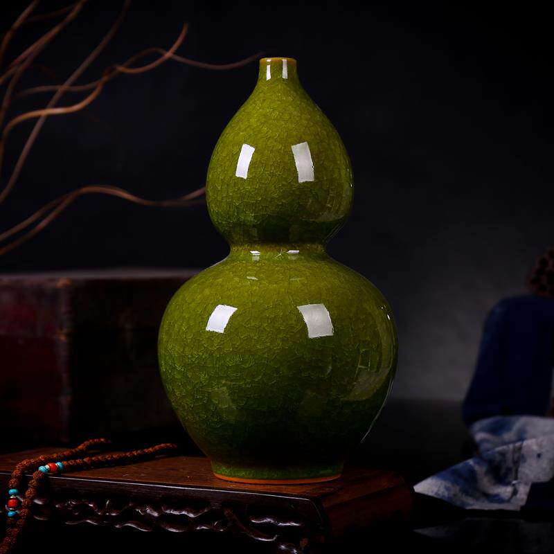 正品景德镇陶瓷饰器泰 古官窑冰裂开片花瓶三阳开档 古典家品摆件