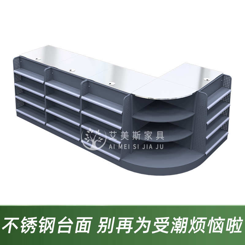 台面店店铺不锈钢收银柜台吧台转角便利店水果超市小型收银台生鲜