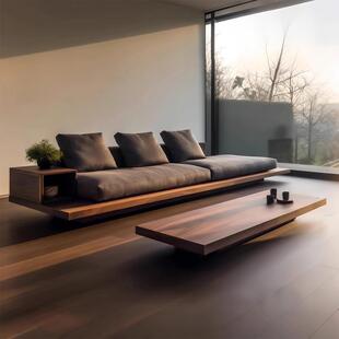 实木沙发组合现代简约客厅别墅新中式北美黑胡桃木三人位直拍沙发