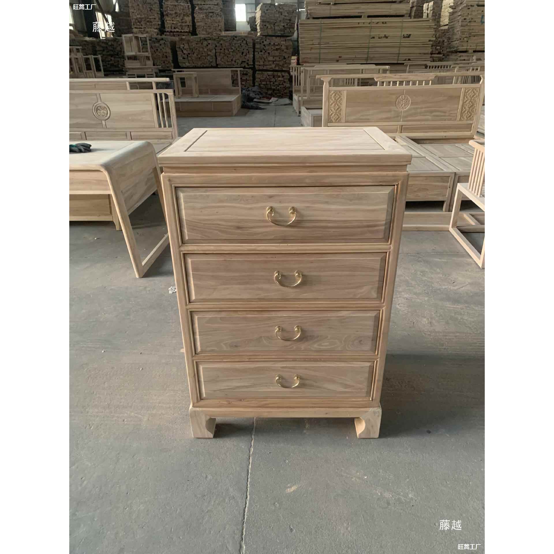 木北榆木新中式五斗柜斗抽屉柜榫卯收纳柜储物六柜白胚实卧家TQN