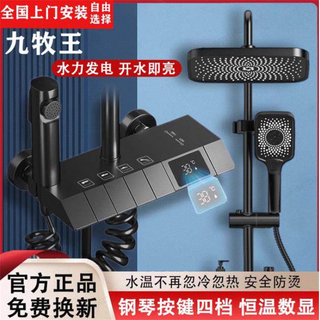 正品淋浴花洒套装全铜家用浴室恒温增压卫生间冷热沐浴洗澡喷头