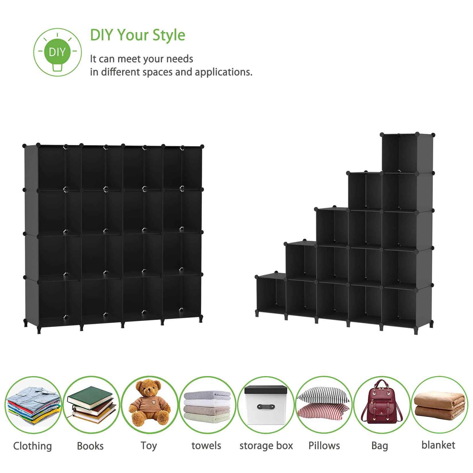 16格黑色书架杂器架塑HN-4料立方体置存储管物理塑料物架货架储物