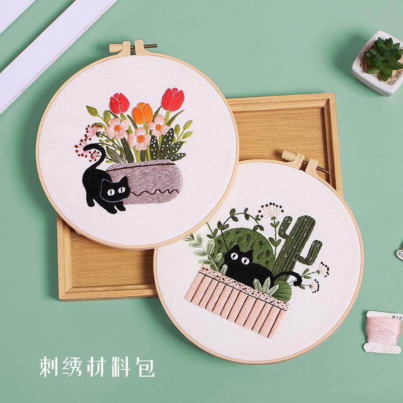 刺绣diy手工材料包欧式立体刺绣艺绣品苏绣初学者有视频猫咪,居家布艺,海绵垫/布料/面料/手工diy,淘宝优惠券,粉丝福利购,淘宝优惠卷