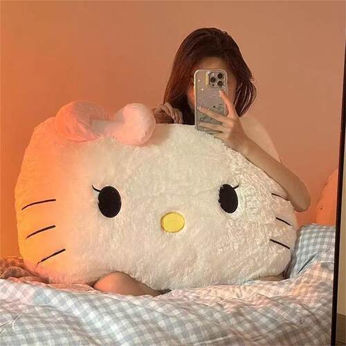 可爱女生宿舍床头大靠背垫毛绒KT猫靠枕汽车座椅护腰沙发抱枕垫