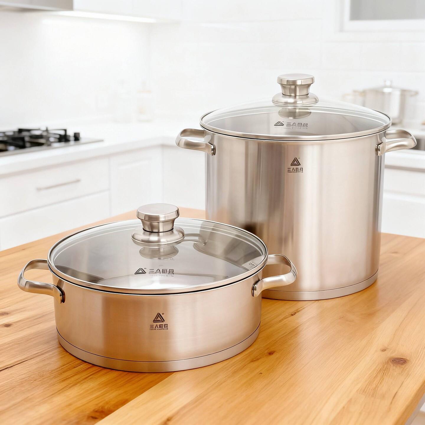 清货三A厨具304不锈钢汤锅奶锅加厚复合底多炉灶通用炖锅卤肉锅
