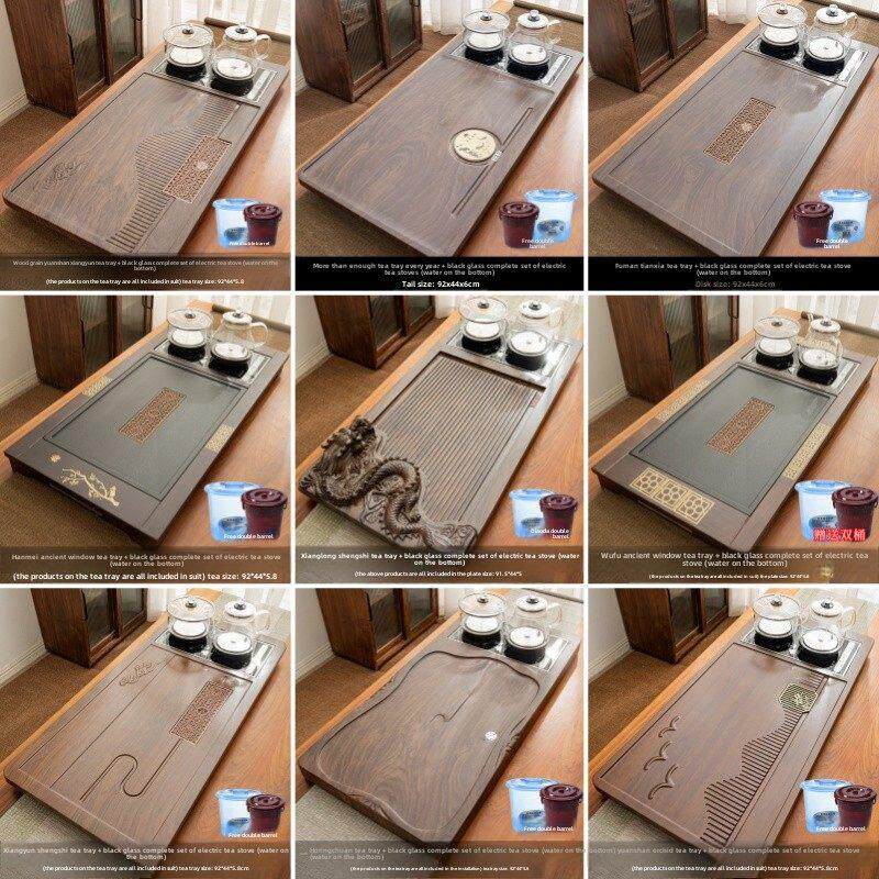 茶盘办公一体紫砂陶瓷茶具套装家用茶几玻璃烧水壶底部上水全自动