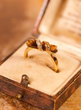 《流光》原创设计中古虎眼石戒指百搭时尚气质小众复古搭配指环