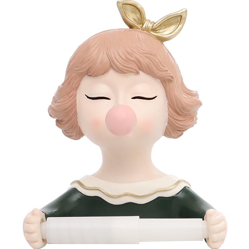 TD61现代简约置物架卫生间花样少女卷纸筒洗脸巾架子厕纸置物架收