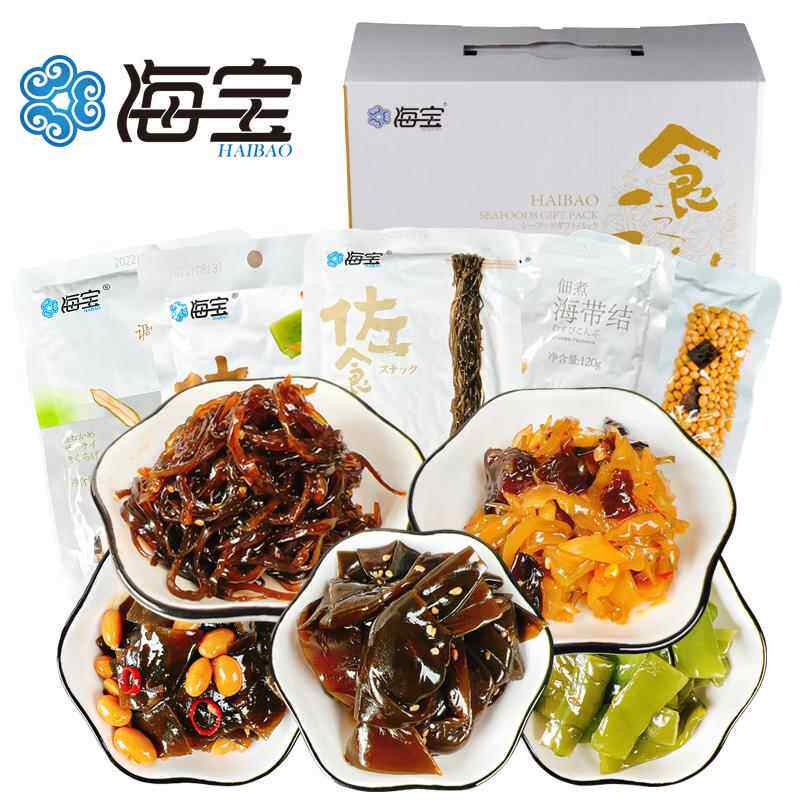 大连海宝佃煮海带丝海带结昆布豆开袋即食海草裙带菜泡椒梗段零食