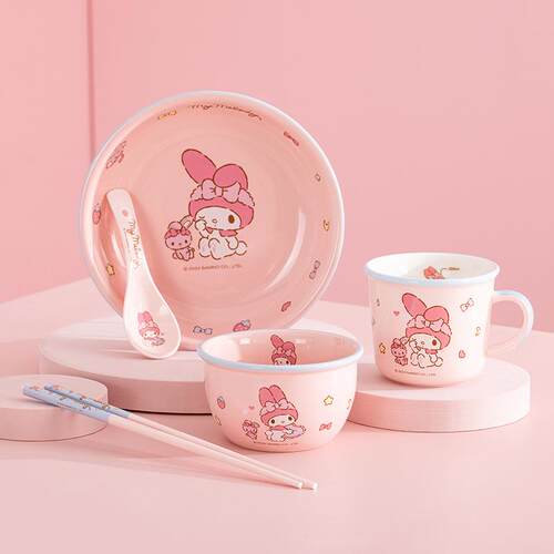 美乐蒂陶瓷餐具女生高颜值家用儿童可爱碗筷碗碟套装饭碗盘子组合