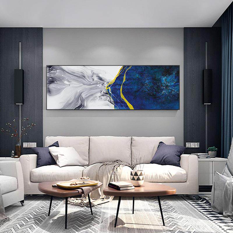 现挂代简墨约沙发背景水装饰横版卧室床头画抽象XVH艺术客厅装饰