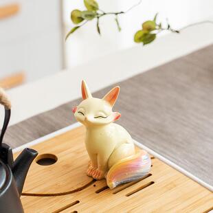 变色小狐狸熊猫兔子茶宠可养茶玩办公室家居茶桌茶宠摆件