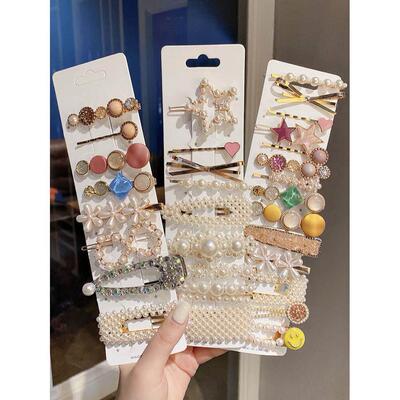 Korean INS red hair accessories rhinestone pearl hairpin se