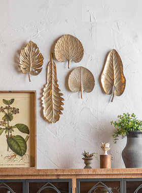 组合叶子宿小果饰品旧工艺品摆件金属墙上盘桌面民复古挂件法式做