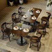 咖啡店桌椅木美式 MF0010复古商用茶餐厅方风桌甜品焙下午实茶轻食