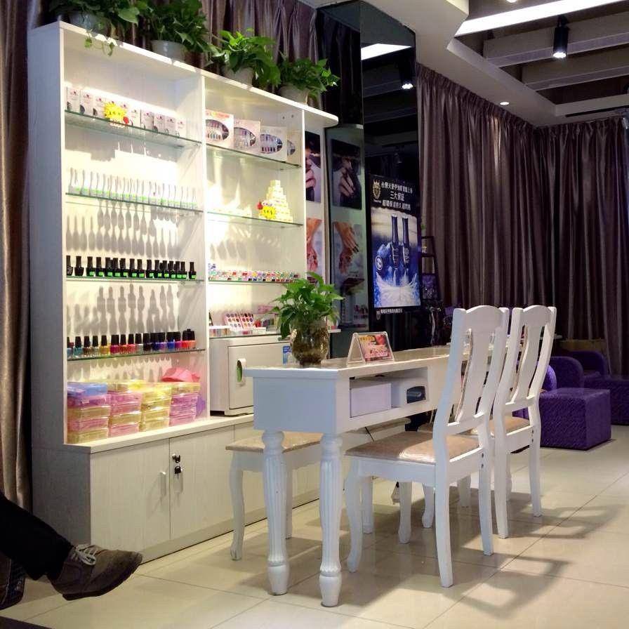 美甲化妆品门店木质展示柜美发护肤品柜台收纳格子百货置物货架