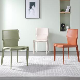 皮革化妆椅靠背椅家居 极简设计师款 2021新款 餐椅餐桌椅子家用意式