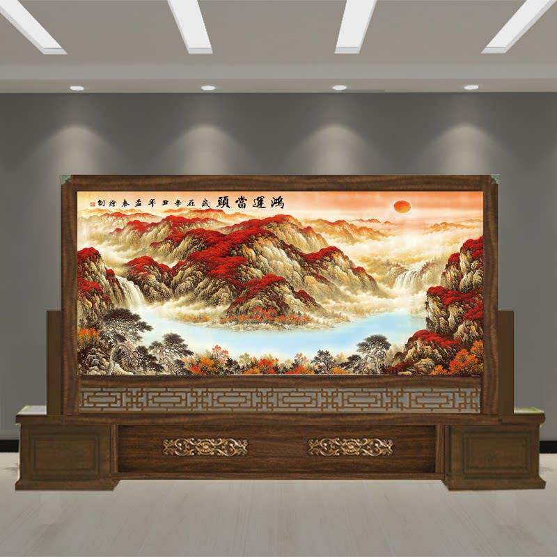 新款中式屏风隔断客厅公司大厅办公室遮挡入户玄关正对门实木座屏