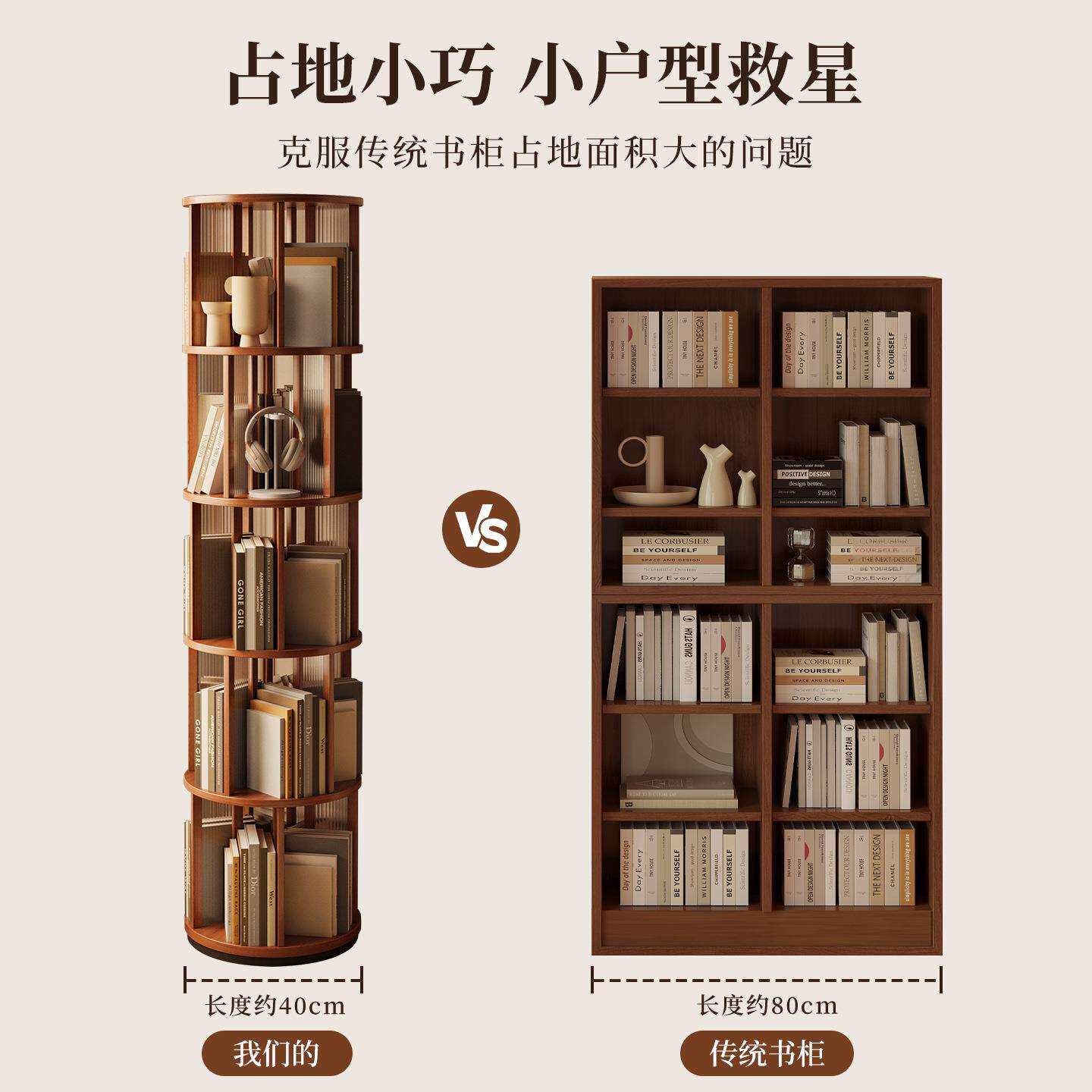 物旋转书柜书展示落SD5SSA1地一体柜窄缝转房角不占空间靠墙整架
