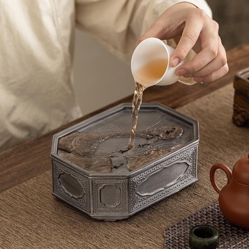 古锡壶承干泡台复古日式功夫茶具茶盘建水养壶茶承托盘壶垫蓄水